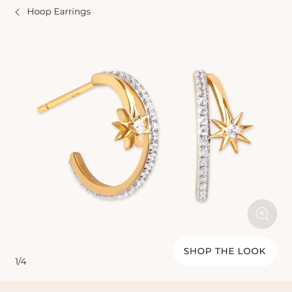 ASTRID & MIYU COSMIC ILLUSION CRYSTAL HOOPS IN GOLD - 18k Gold Plated